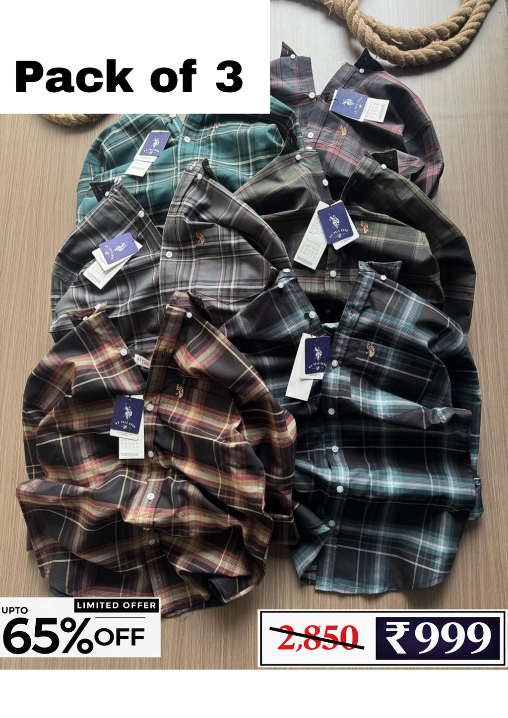 Men’s Checked Shirt Combo Pack | 3 Shirts @ ₹999