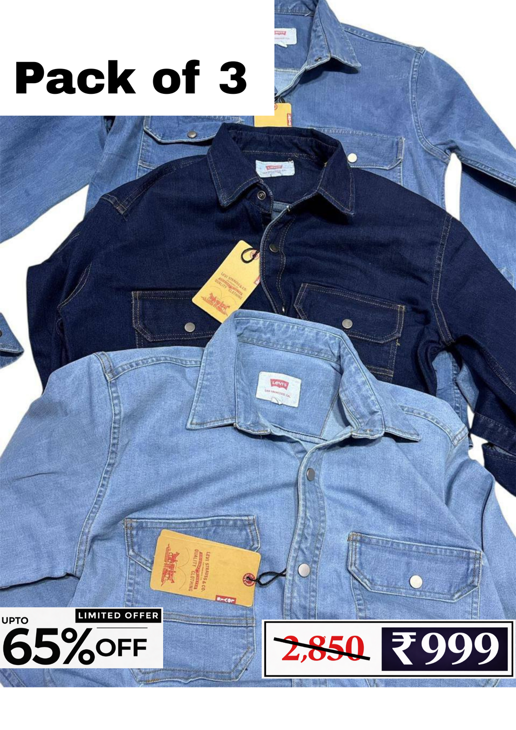 Men’s Denim Shirt Combo Pack | 3 Shirts @ ₹999